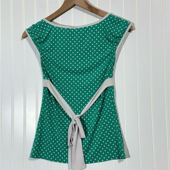 Wet Seal Green White Polka Dot Tie Back Top Medium Y2K 90s Vintage Made in USA - Picture 7 of 8